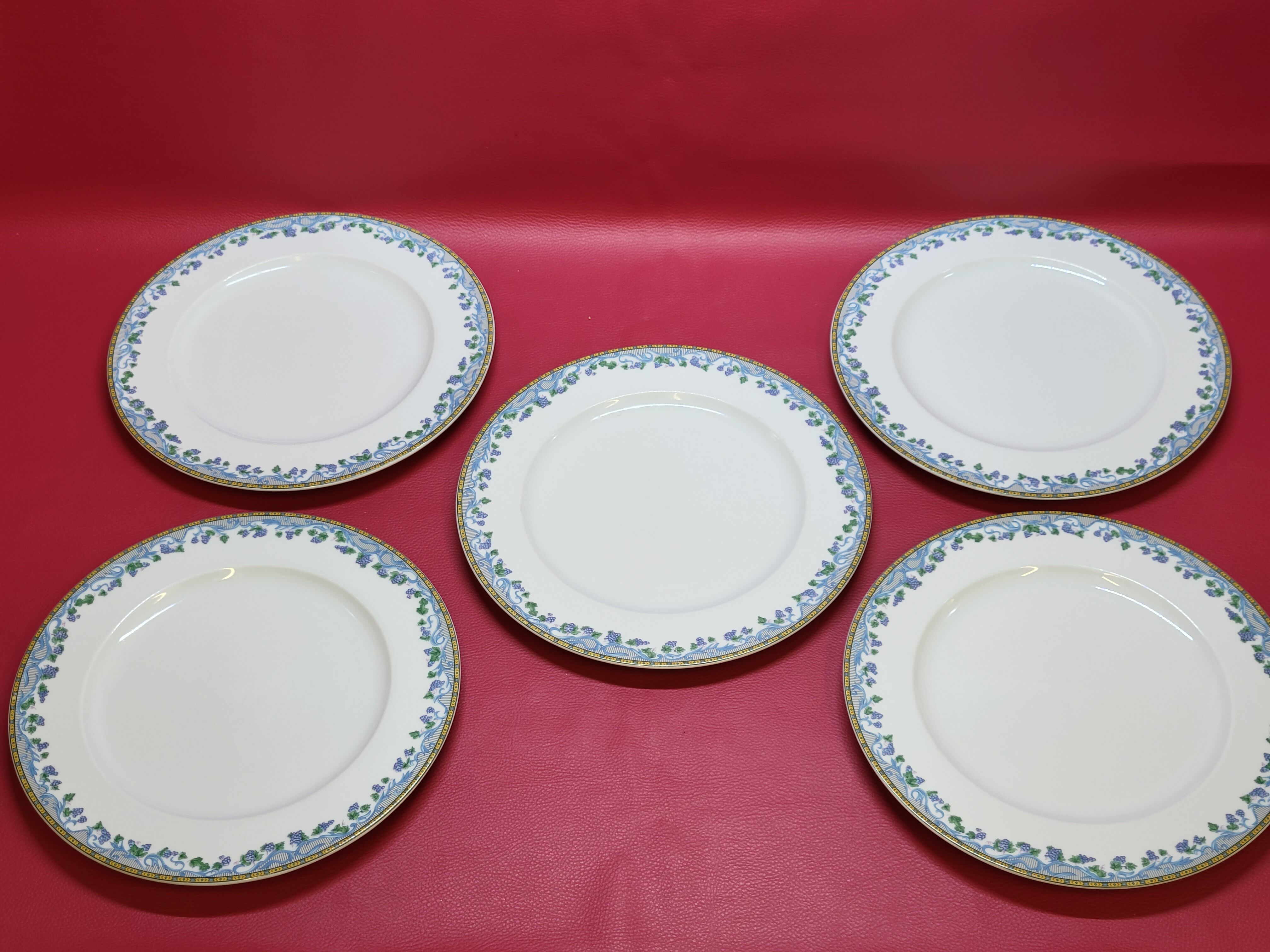 5 large flat plates guy degrenne model tuscany porcelain limoges