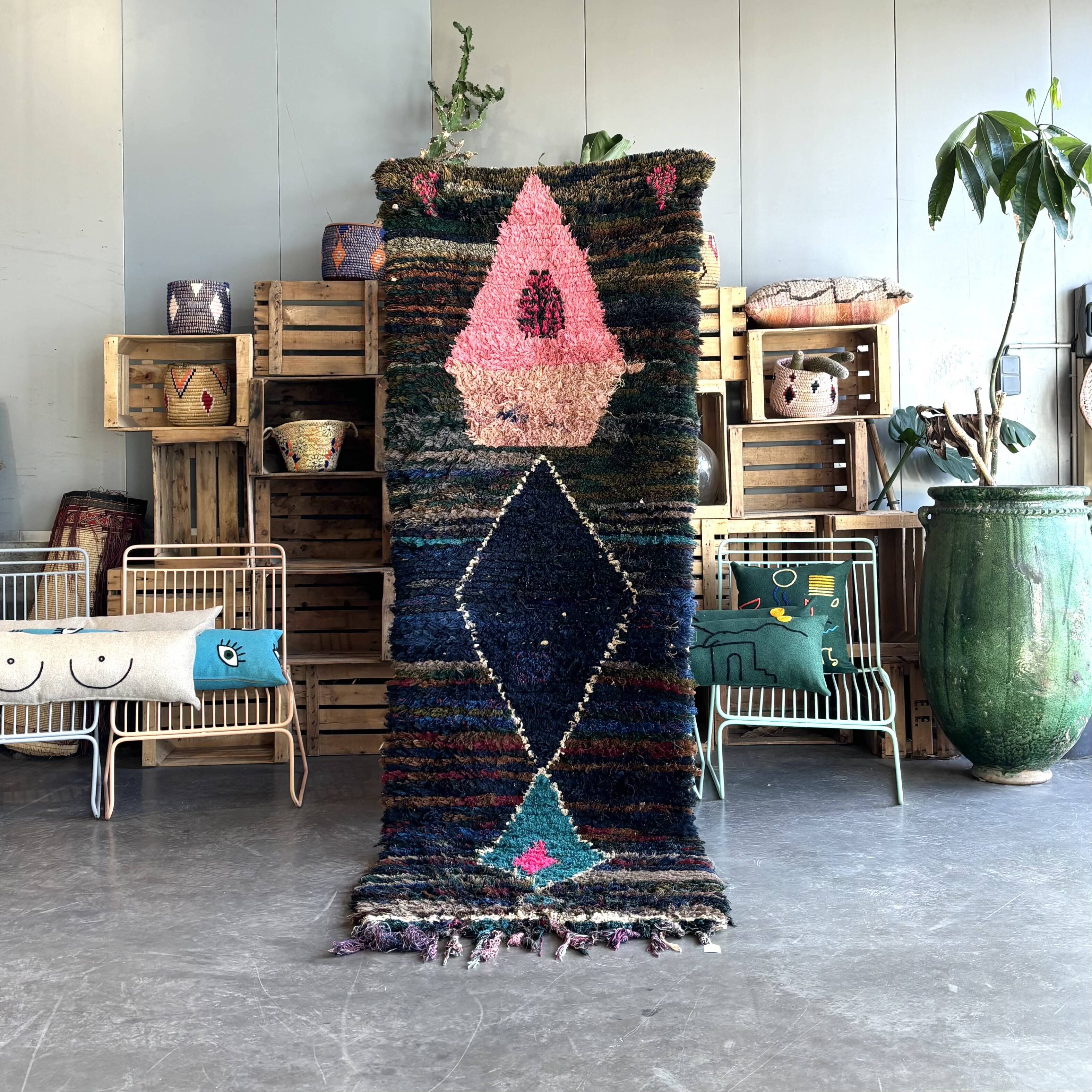 Large berber boucherouite hallway rug
