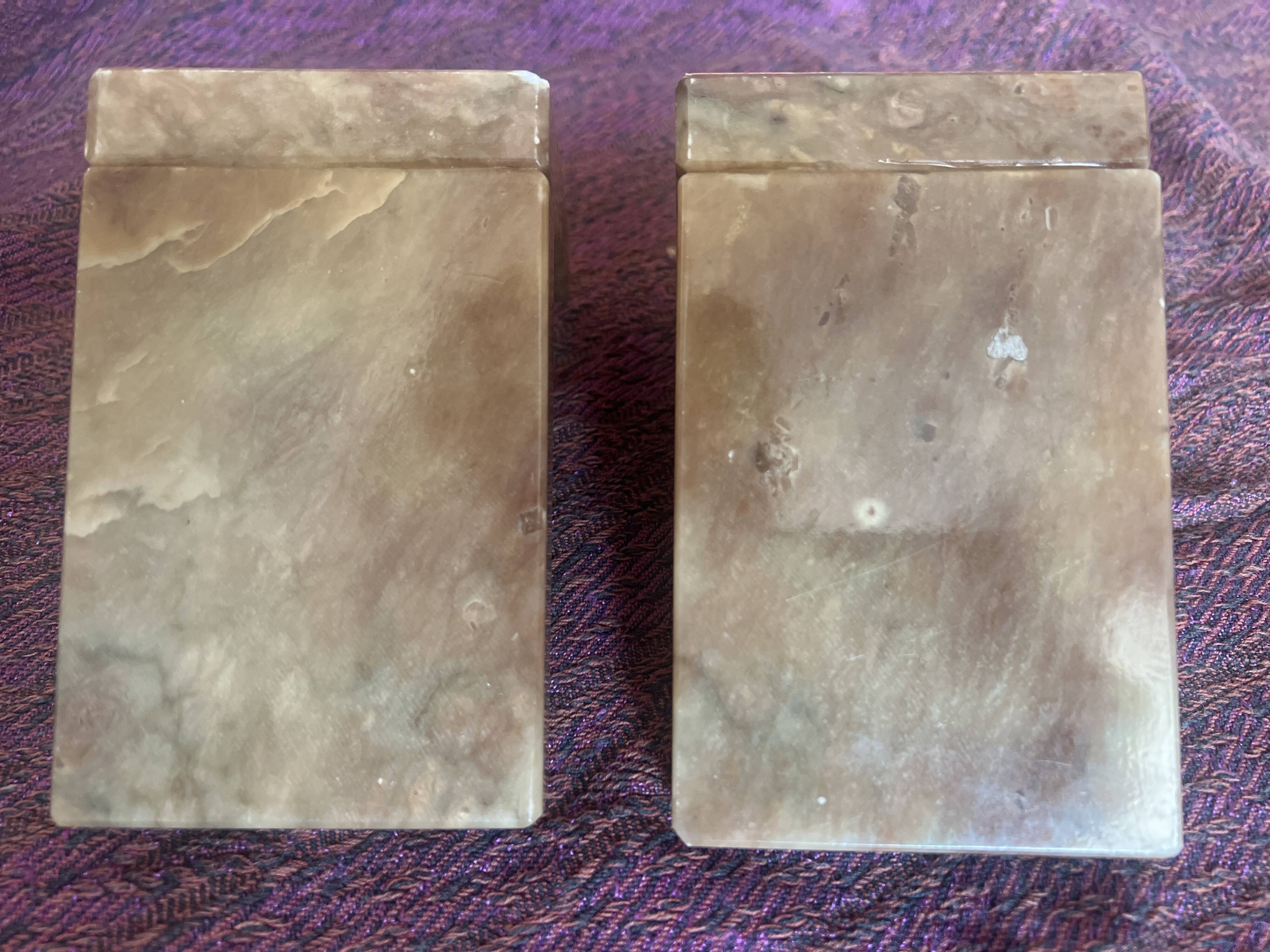 Vintage Italian alabaster bookends "Tennis Ball"