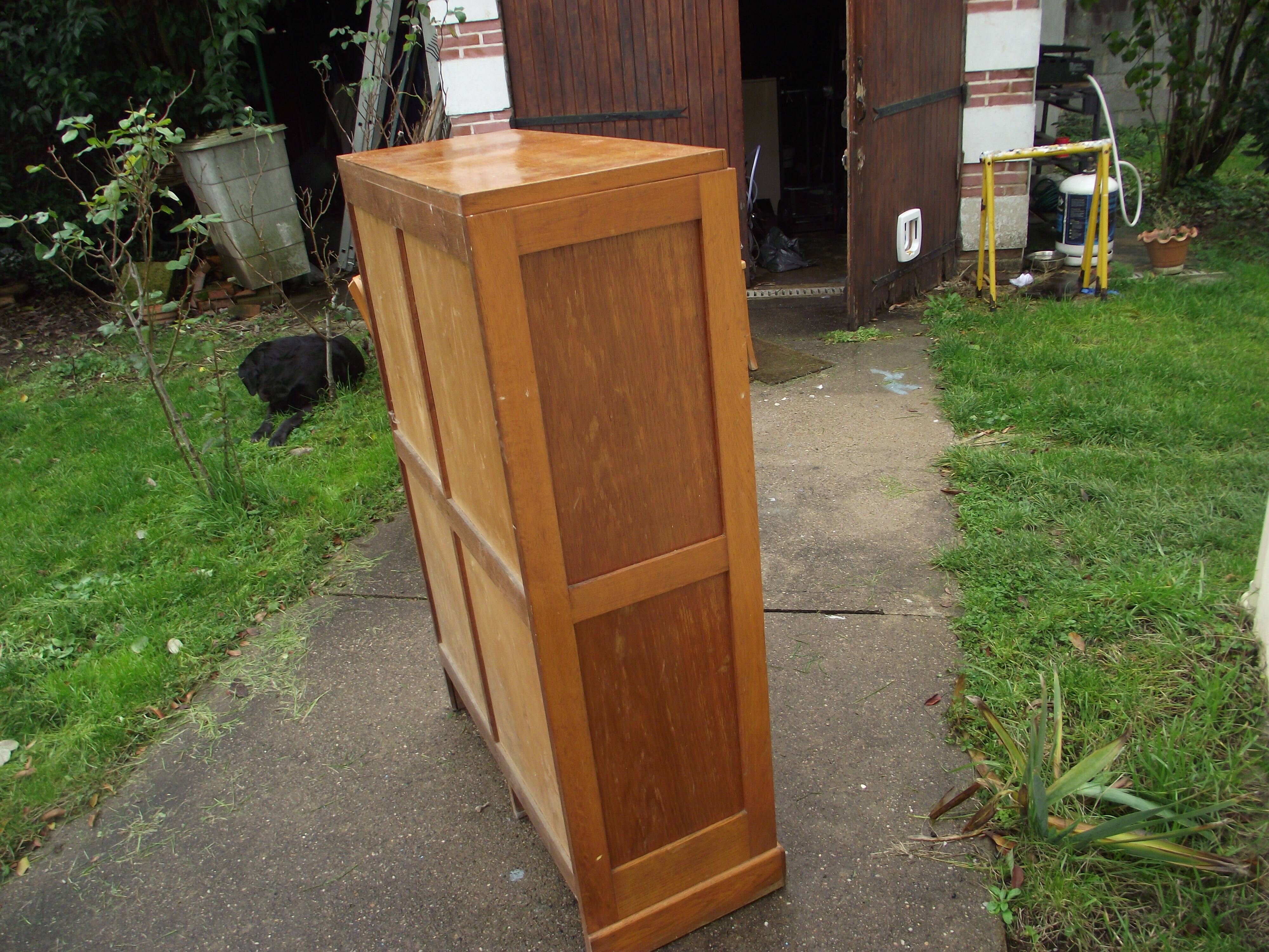 Double oak filing cabinet from the 1950s