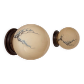 Pair of vintage wall lights, brass and "marbled" opaline, France, 1940.