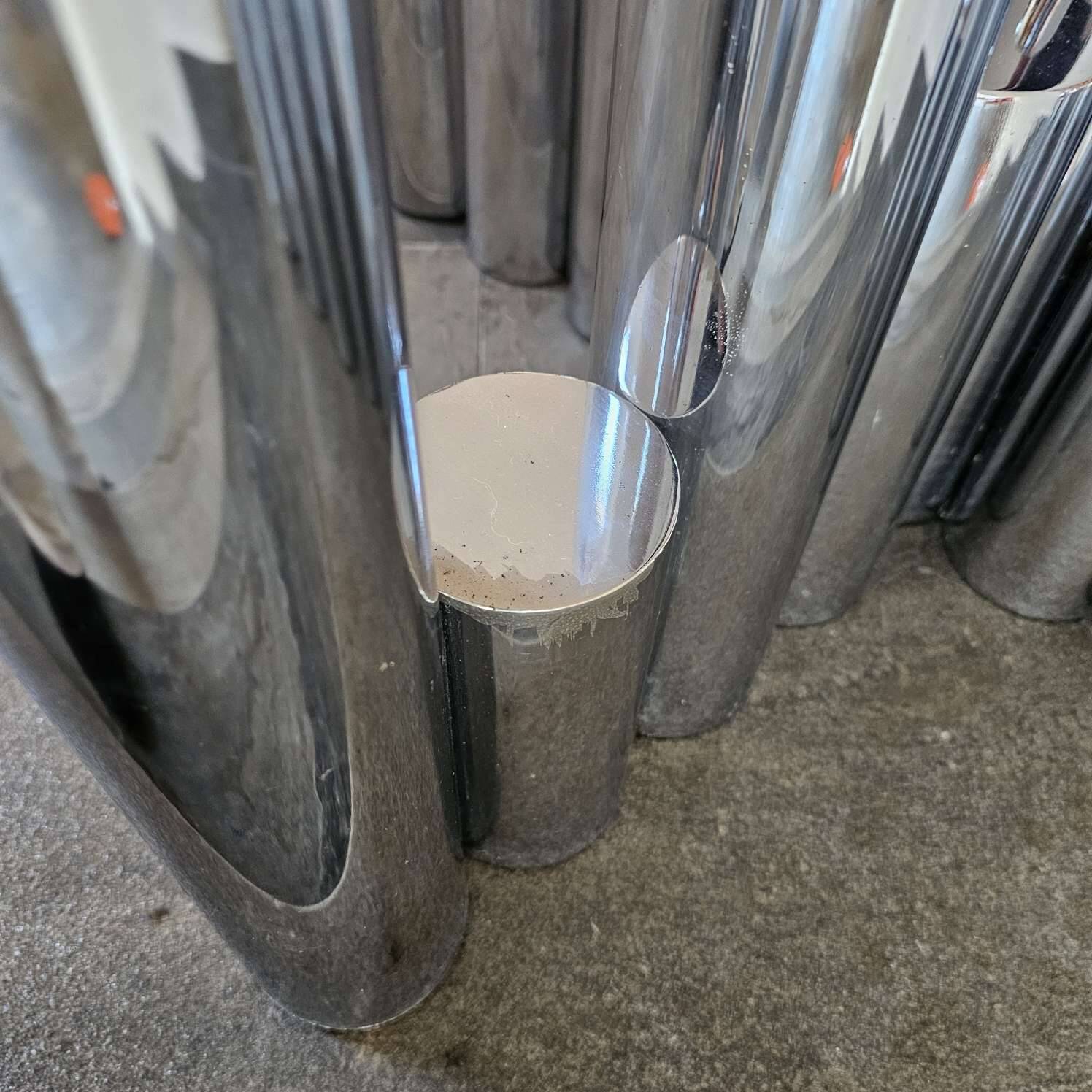 "Cylinders" coffee table in chromed metal, Italy, circa 1970