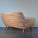 2-seater sofa in teck and beige wool, vintage scandinavian 1960s