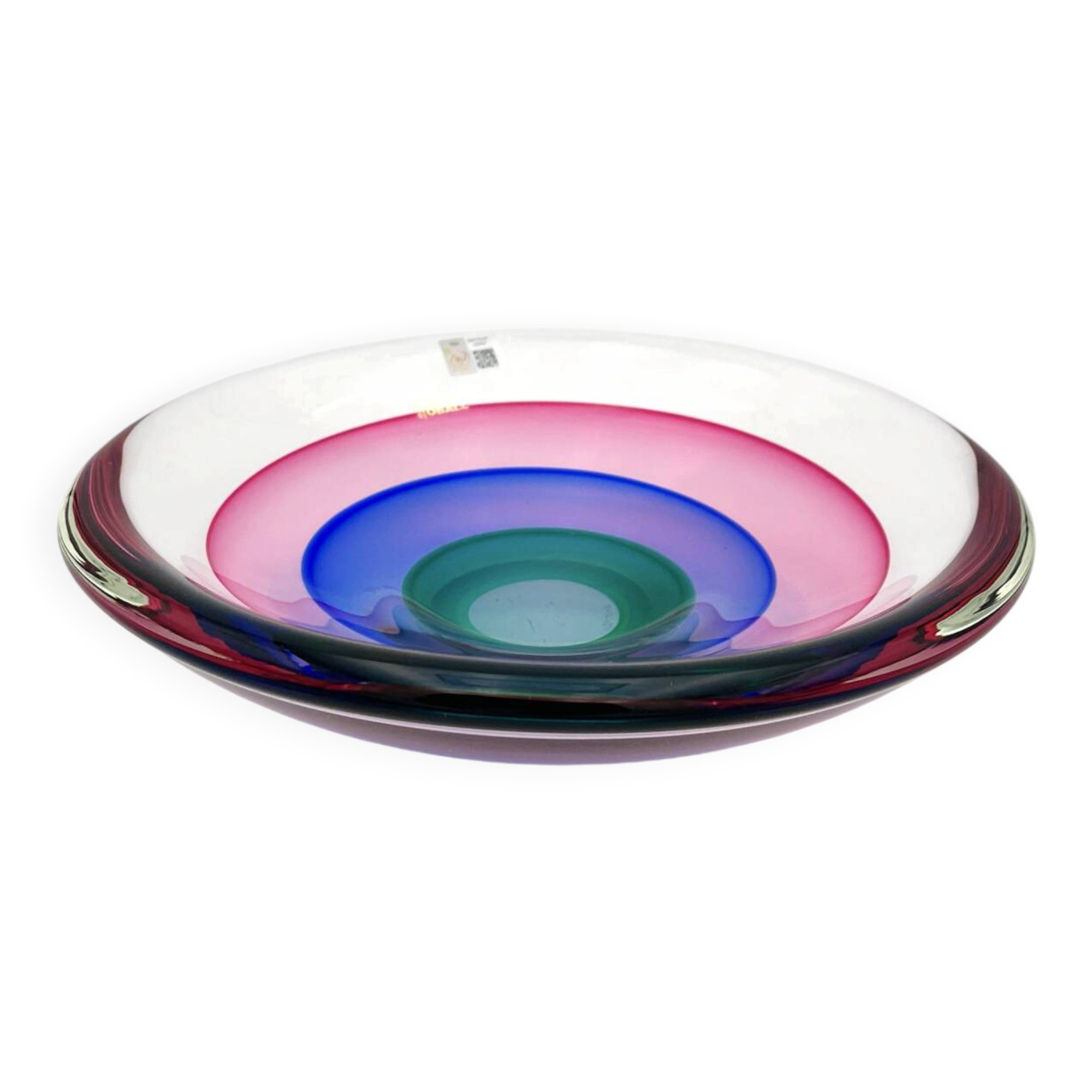 Large Coupe Michele Onesto Oball Sommerso Polychrome 32cm 5.4kg Signed