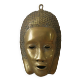 Brass mask wall sculpture ethnic decorative object Tribal art