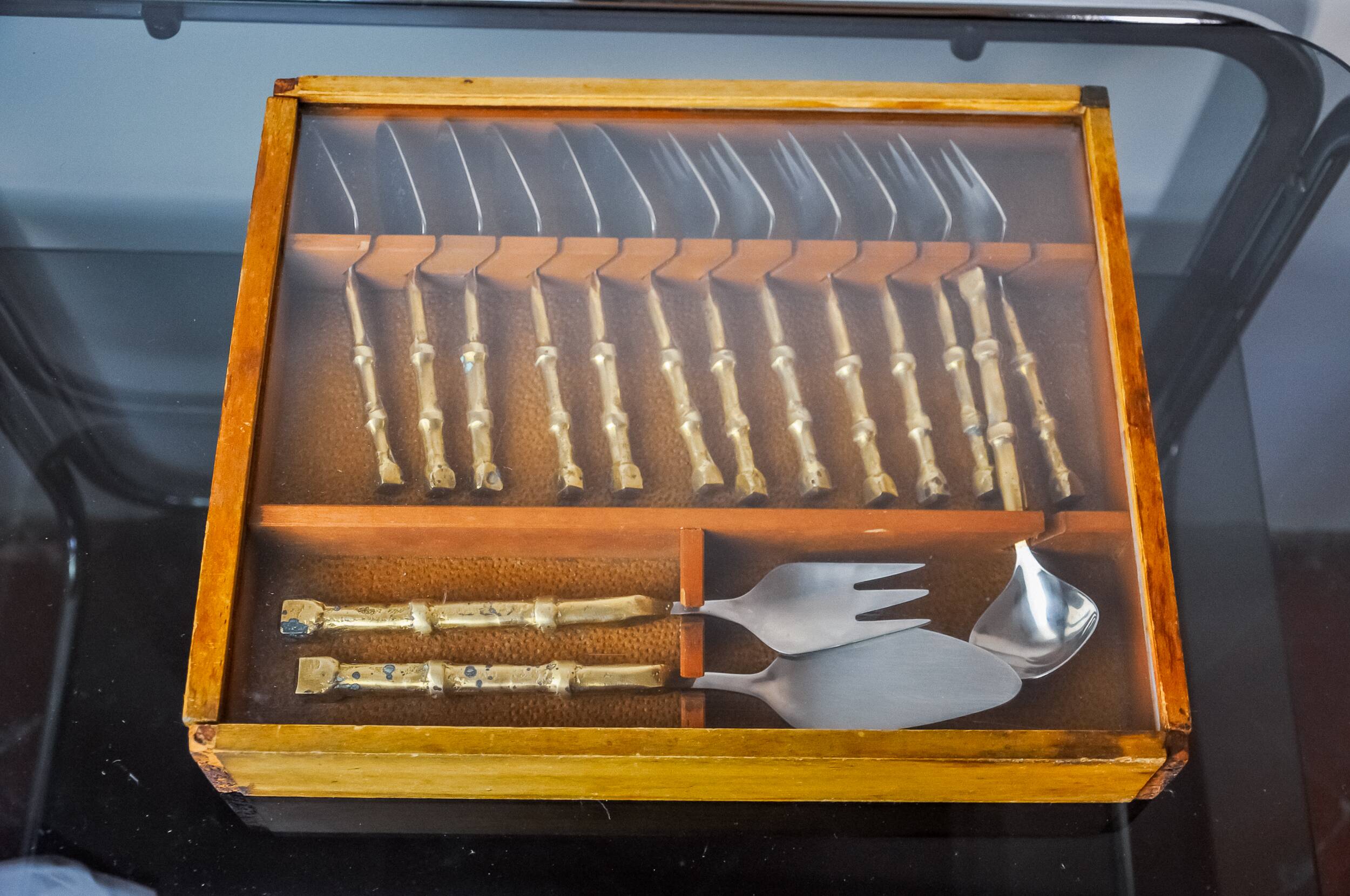 Brutalist dessert cutlery set by David Marshall, Spain, 1970