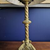 Bougeoir ancien en bronze fin XIXe. Monté en lampe.