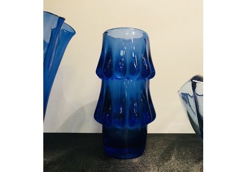 Blue Art Glass Vases By Jiri Brabec For Sklo Union Rosice   1970 S