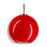 Peill & Putzler red glass ceiling lamp Germany 70s