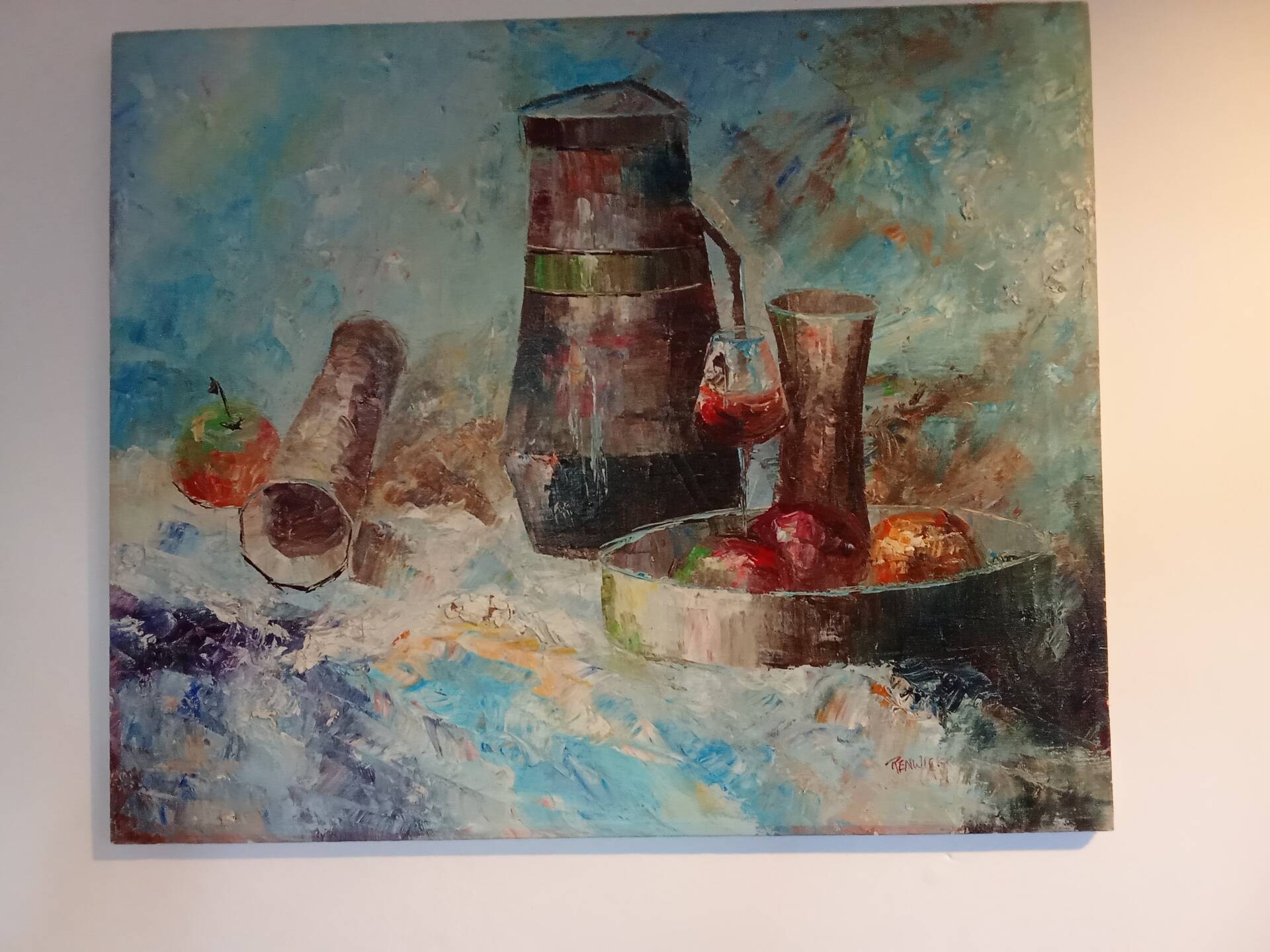 Still life painting in oil on canvas