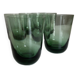 Set de 7 verres gobelets XXL en verre vert 1960