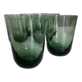 Set of 7 XXL goblet glasses in green glass 1960