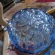 Cut blue glass bowl, silver-plated rim – 1950s-1970s
