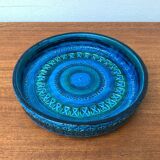 Large bowl in Rimini Blu pottery in mid-century style by Aldo Londi for Bitossi, Italy, 1960s.