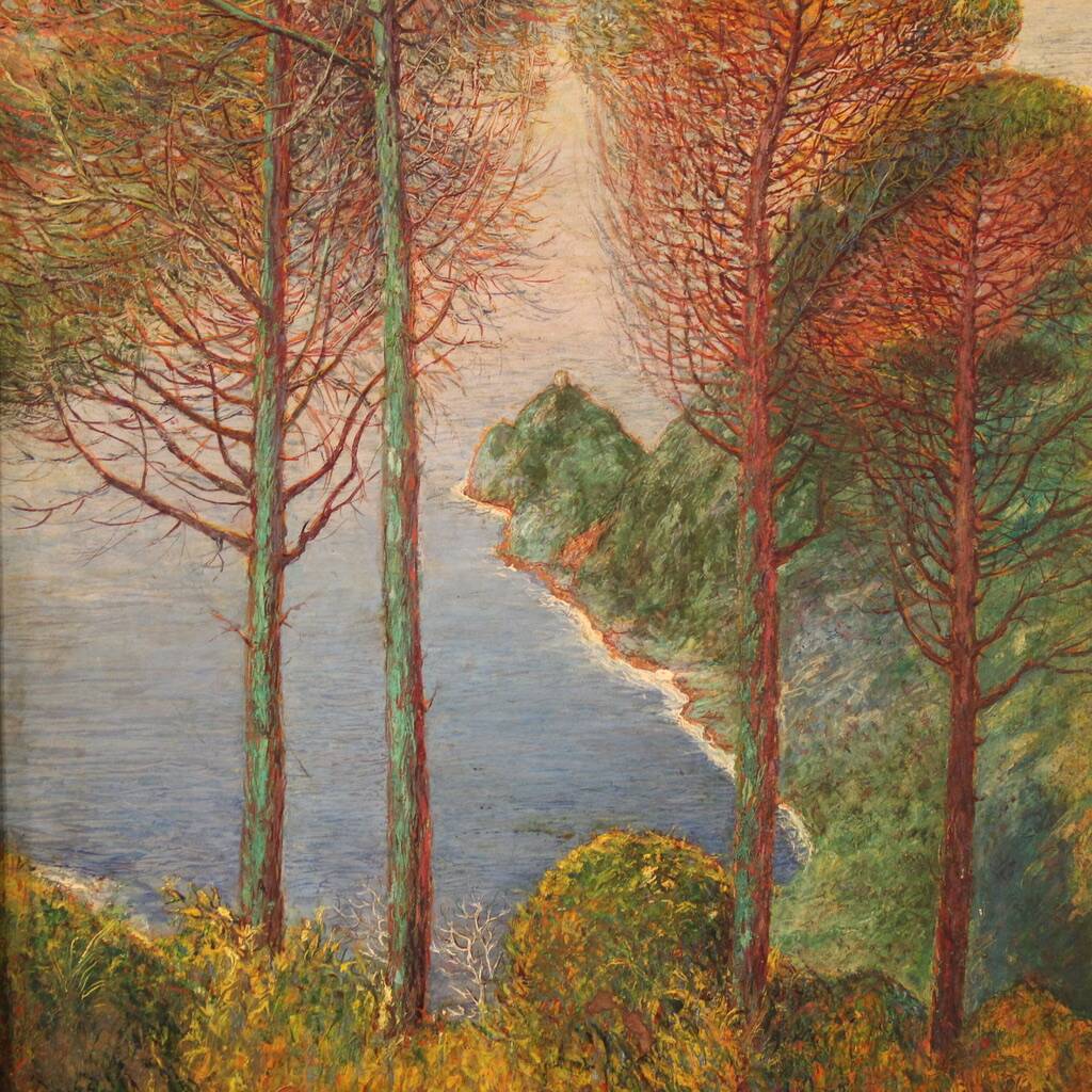 Italian landscape signed painting 20th century