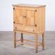 Small Brutalist Oak Cabinet with Brass Handles, Denmark, 1960s