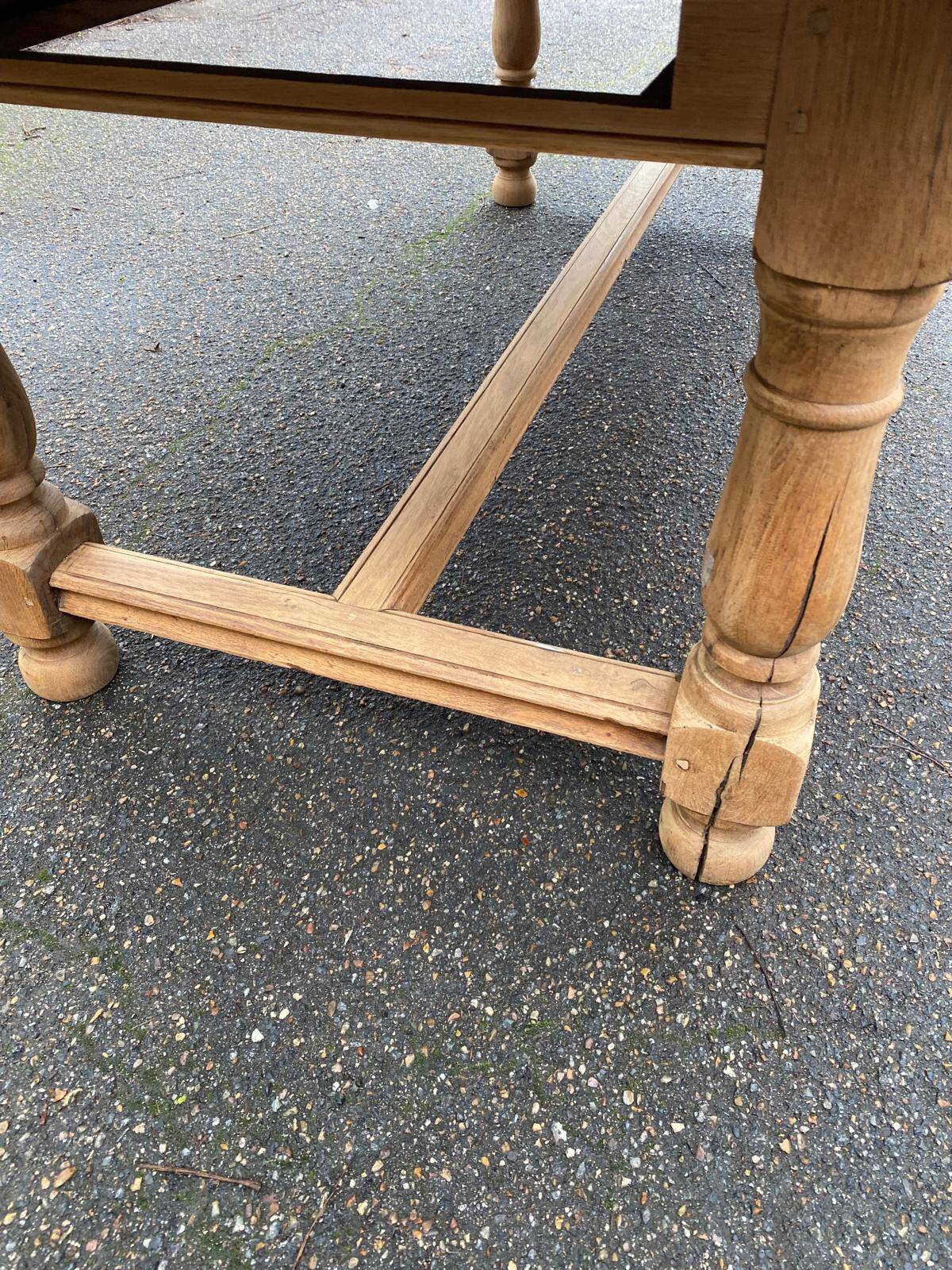 Renovated farmhouse dining table in solid oak 210cm 19th century