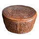 Carved leather pouf in the Mayan style by Angel Pazmino, Ecuador, 1960