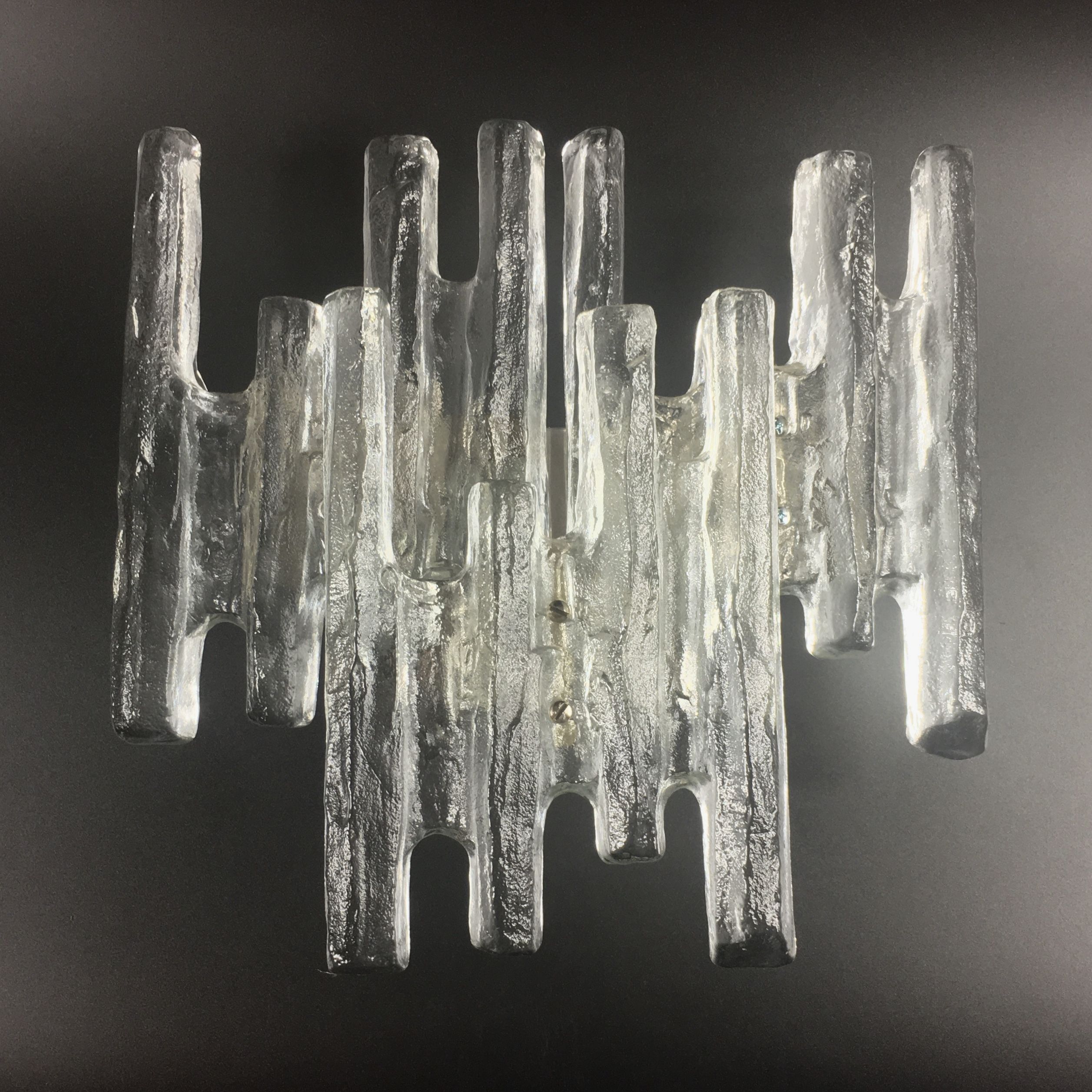 Hollywood regency ice glass sconce by J. T. Kalmar for Kalmar Franken, 1960s