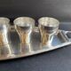6 shot glasses on tray with handles – Silver metal -Louis XVI style