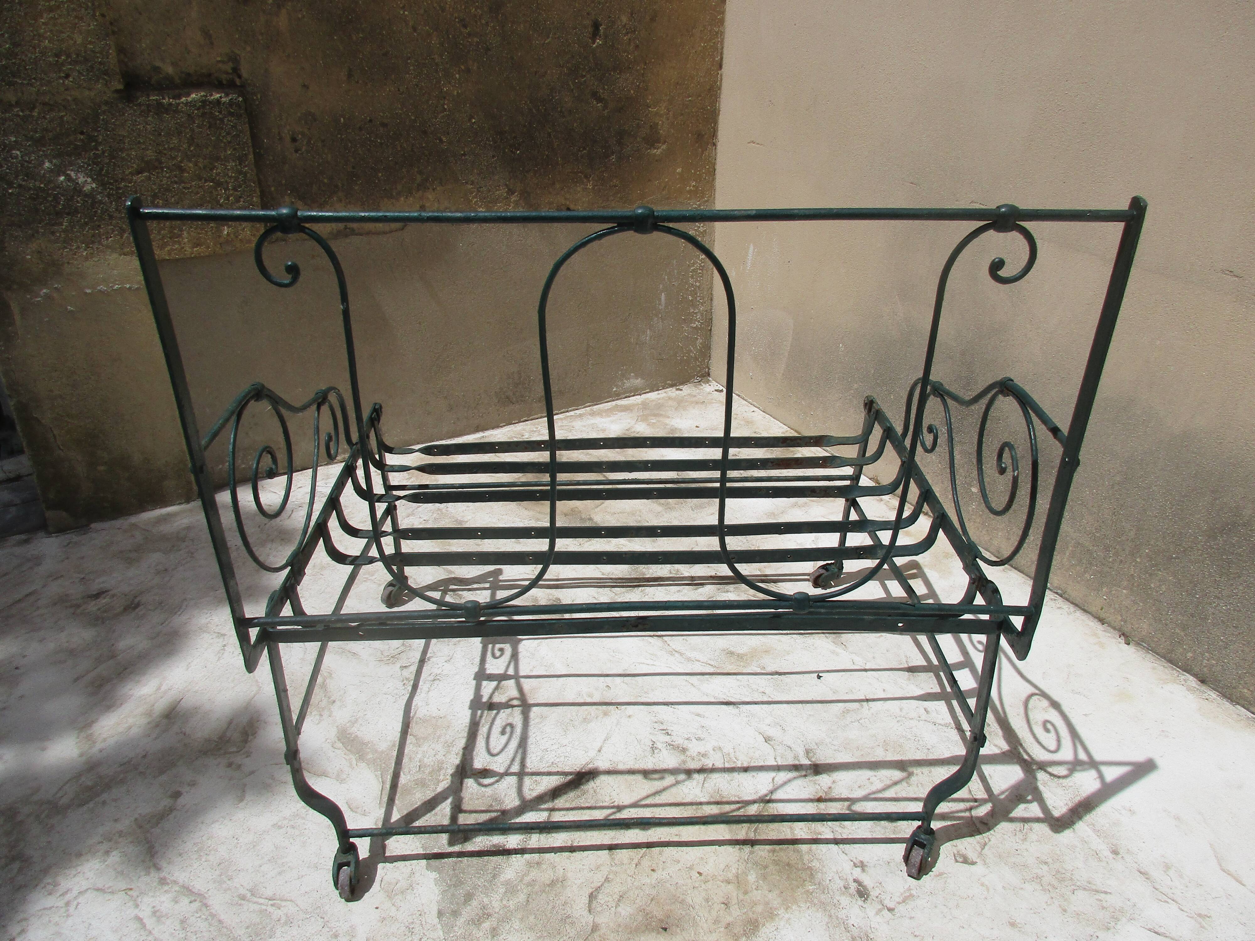 Pair of iron garden chairs forge
