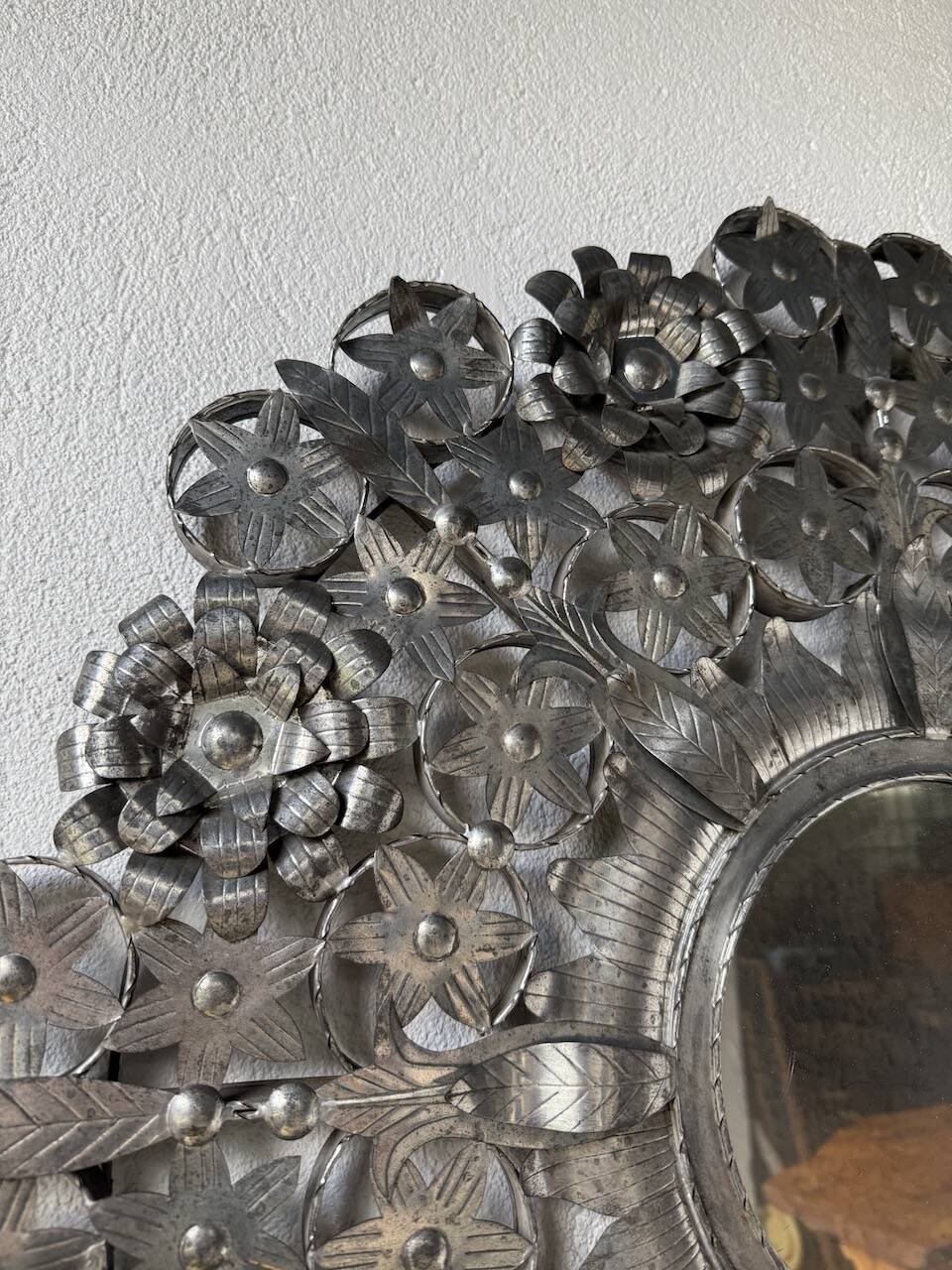 Vintage Mexican metal large mirror