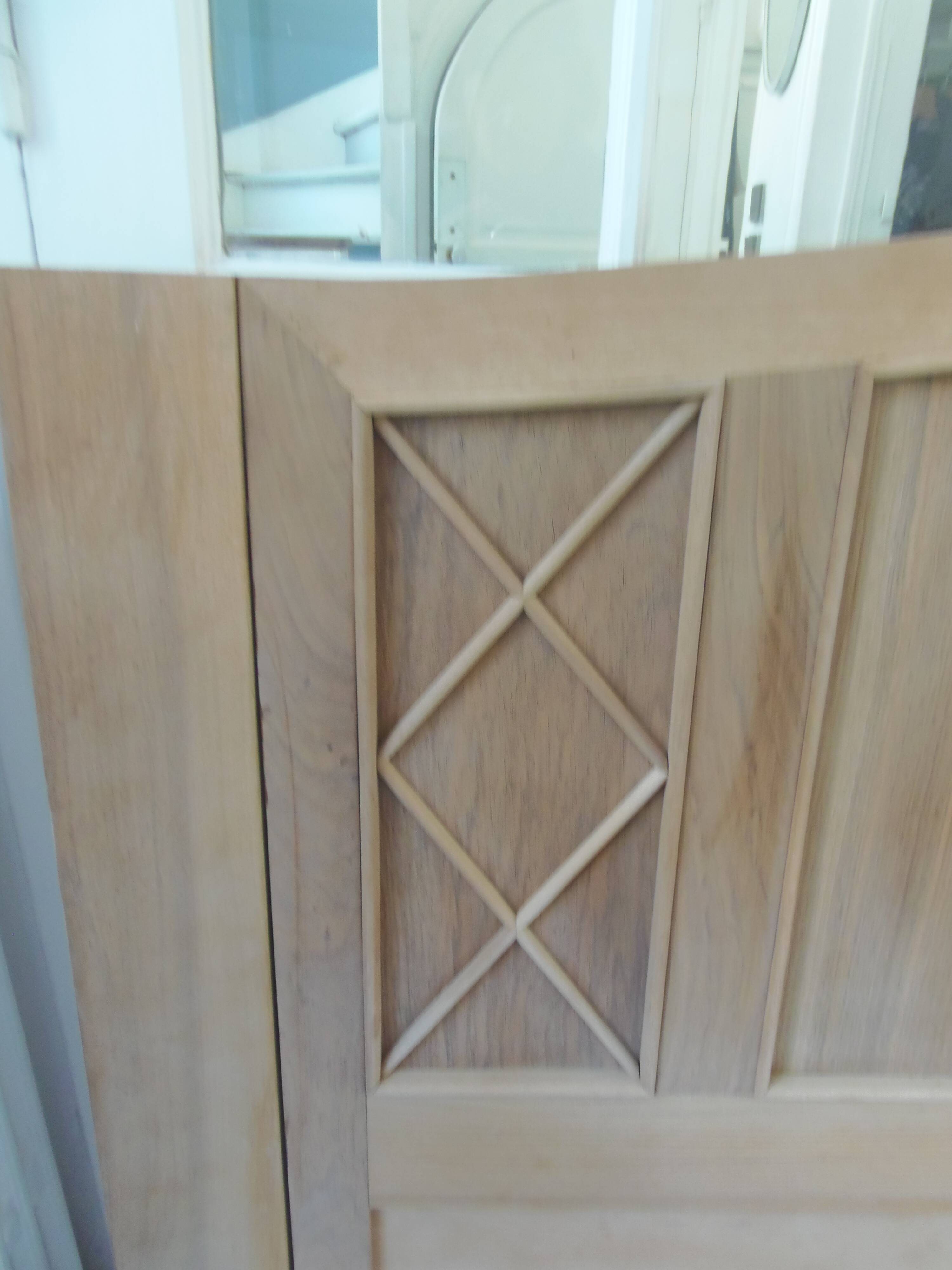 Headboard for a 160 bed in solid walnut with waxed finish.