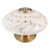 White Murano Glass and Brass Table Lamp, Italy, 1980s