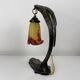 Bronze eagle lamp patinated and Art Nouveau style glass pate