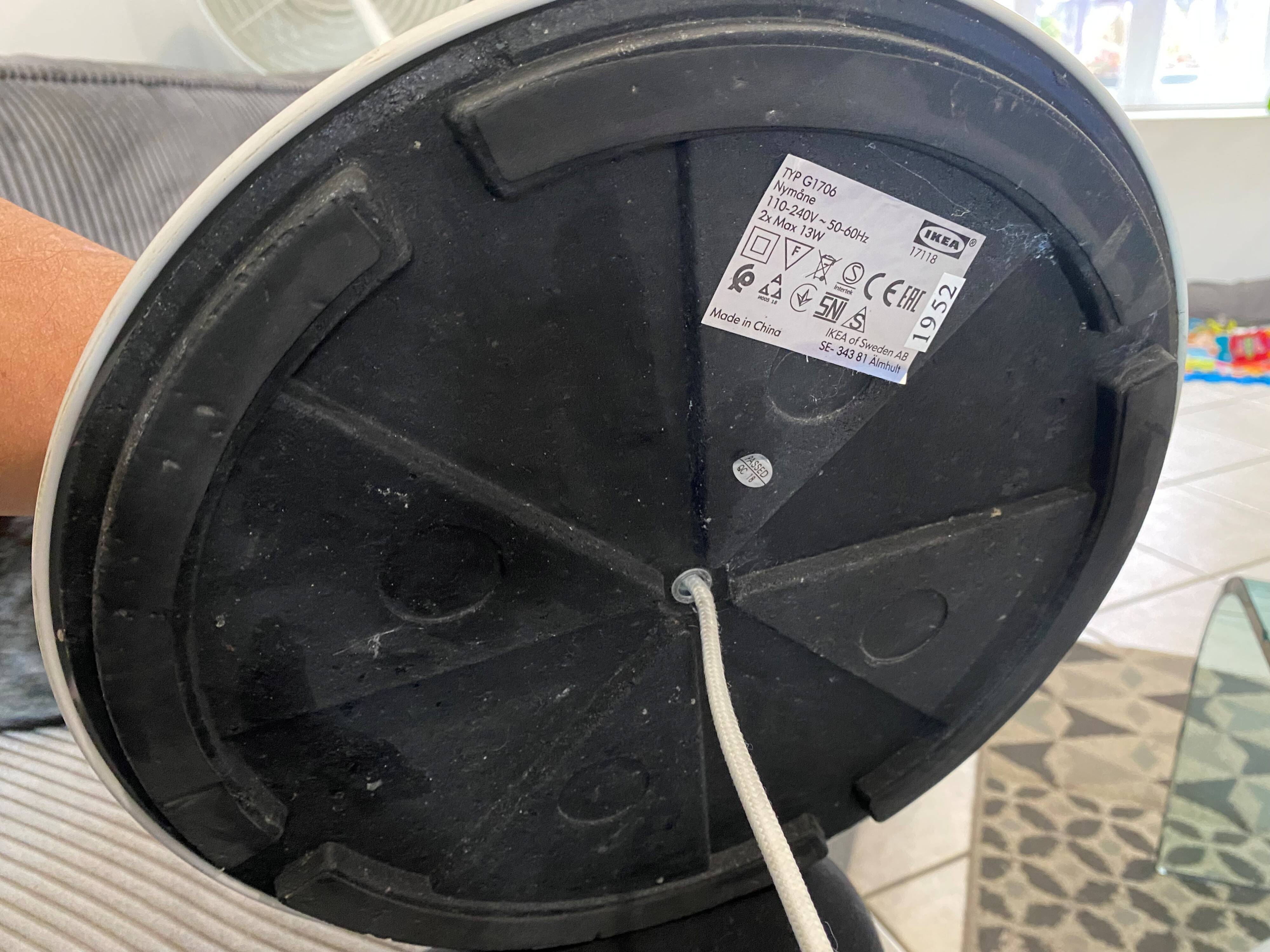 Ikea Nymane mushroom floor lamp TYP G1706 in white metal, 1990