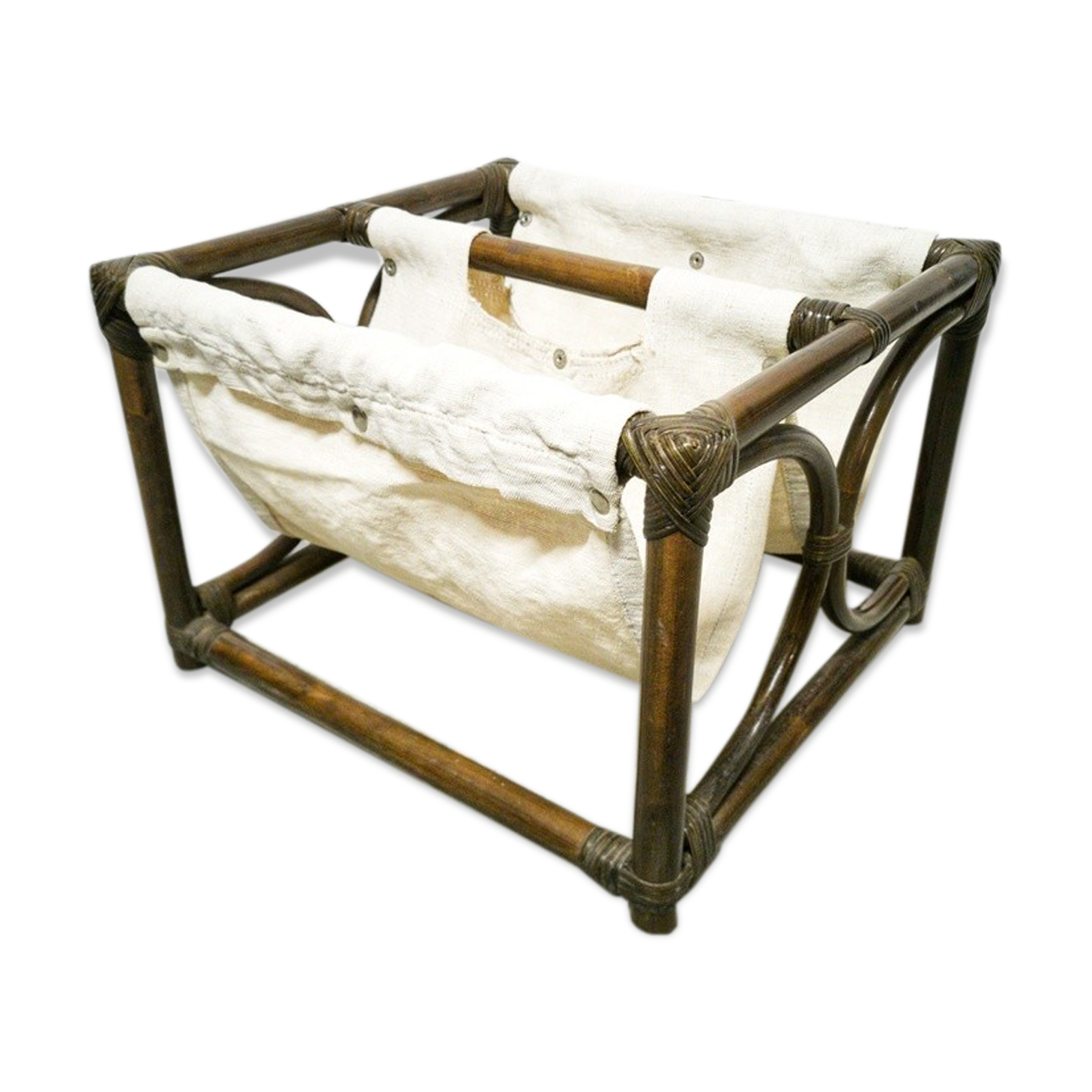 Rattan and fabric magazine holders