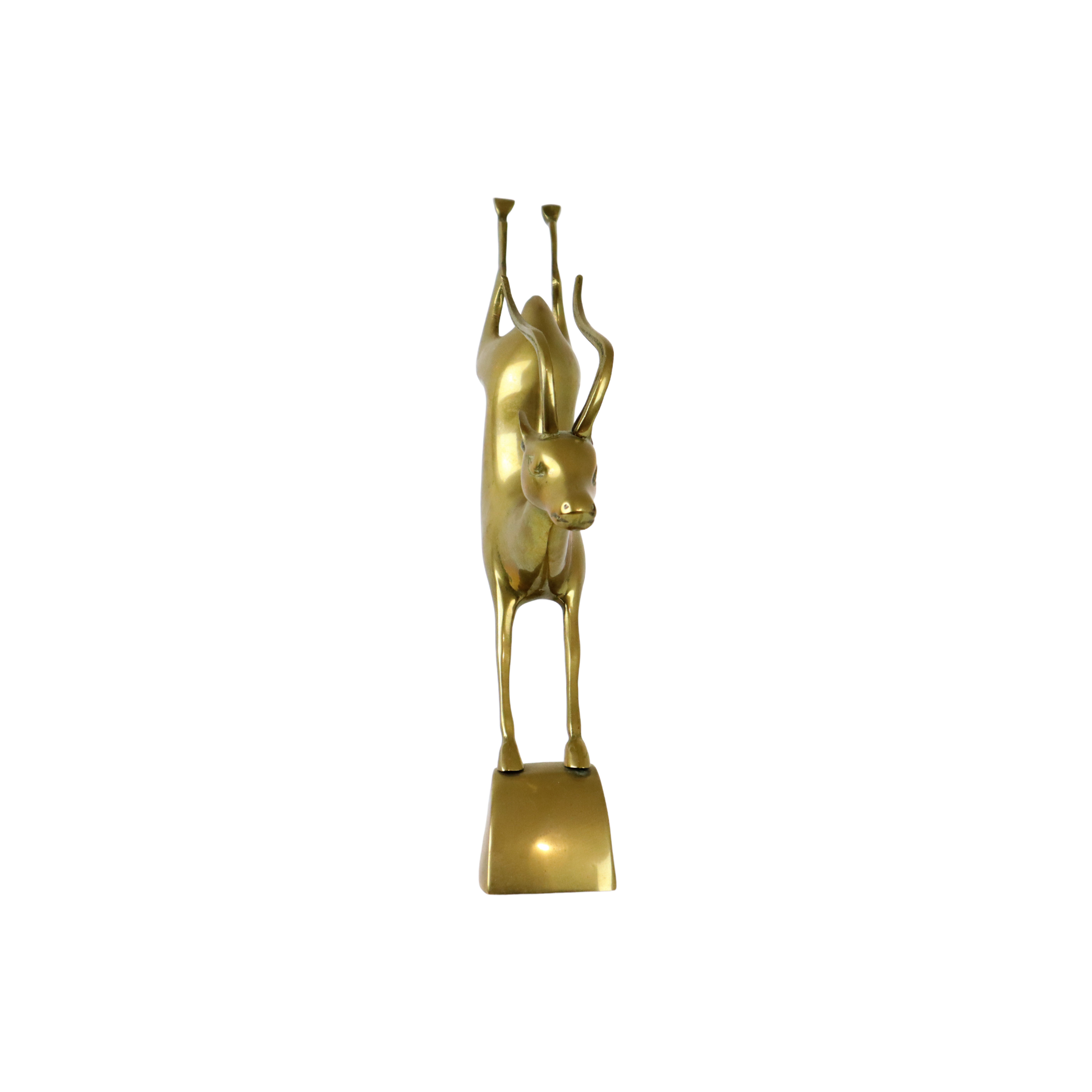 Vintage gazelle antelope brass copper statue sculpture deer 32cm