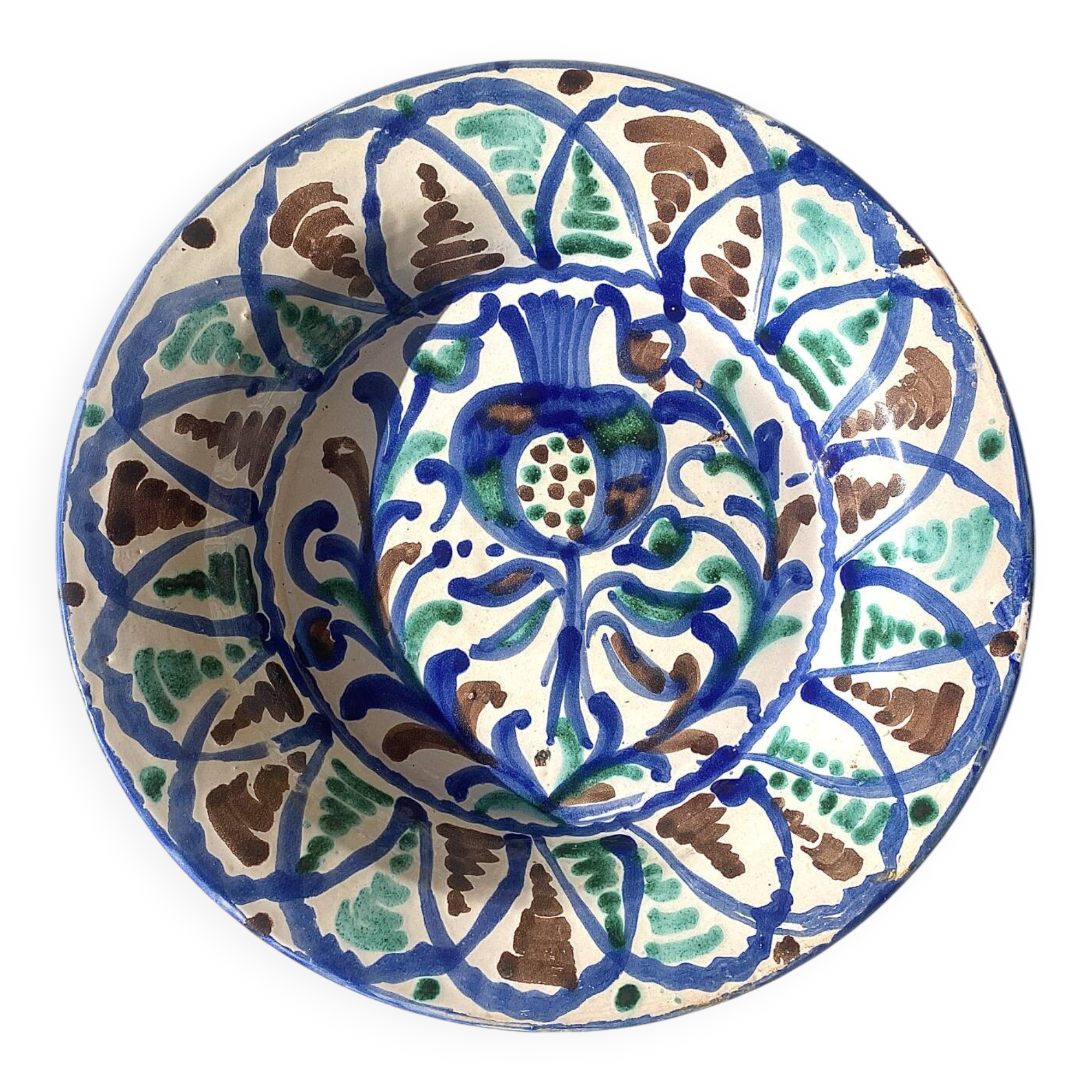 Old large dish in Fajalauza earthenware.
