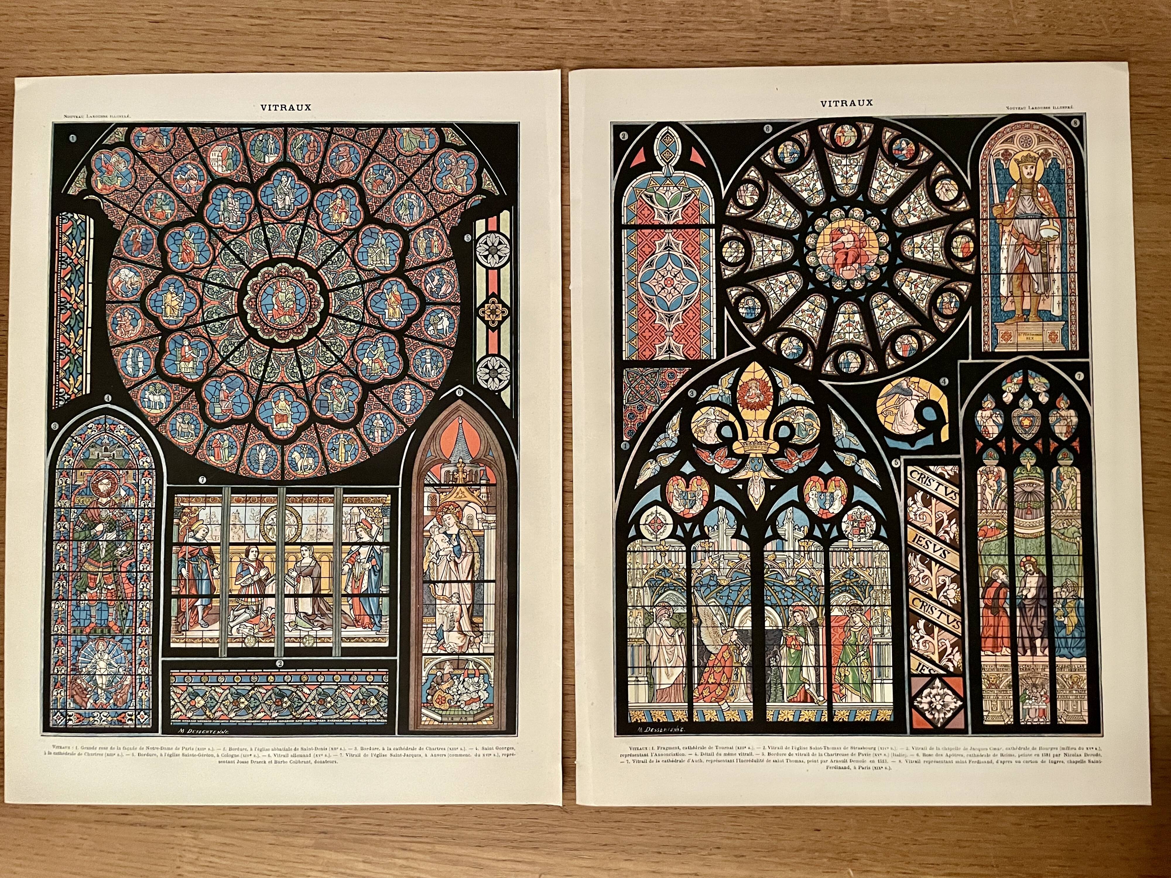 Reserved Elisabeth - Set of 2 lithos on stained glass windows
