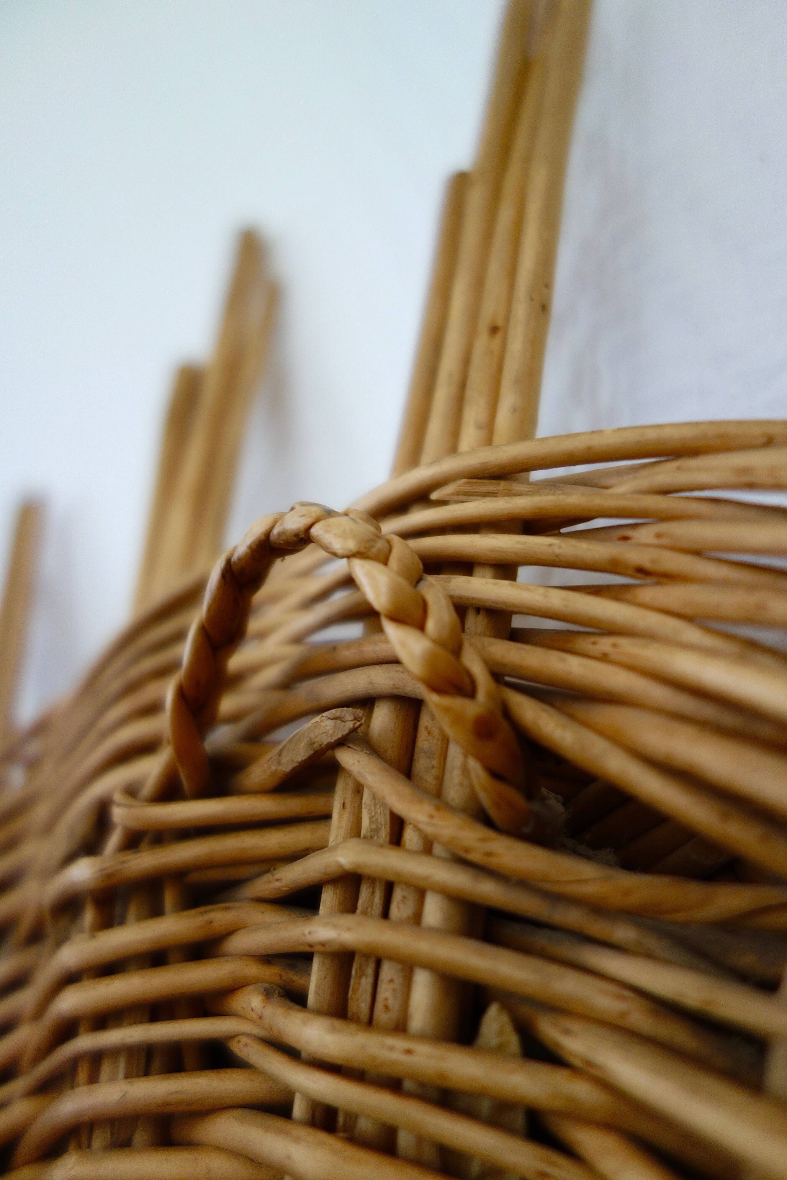 Vintage 60s braided Wicker rattan Sun mirror