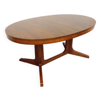 Table à manger ovale Baumann vintage des années 60 70 en bois d’orme