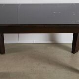 Large Robust Dinig Table with Carved Legs and Glass Top