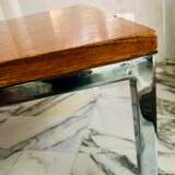 Modernist coffee table in chrome and solid wood - Bauhaus