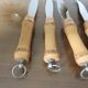 Set of 6 cheese knives, bamboo handle 60s