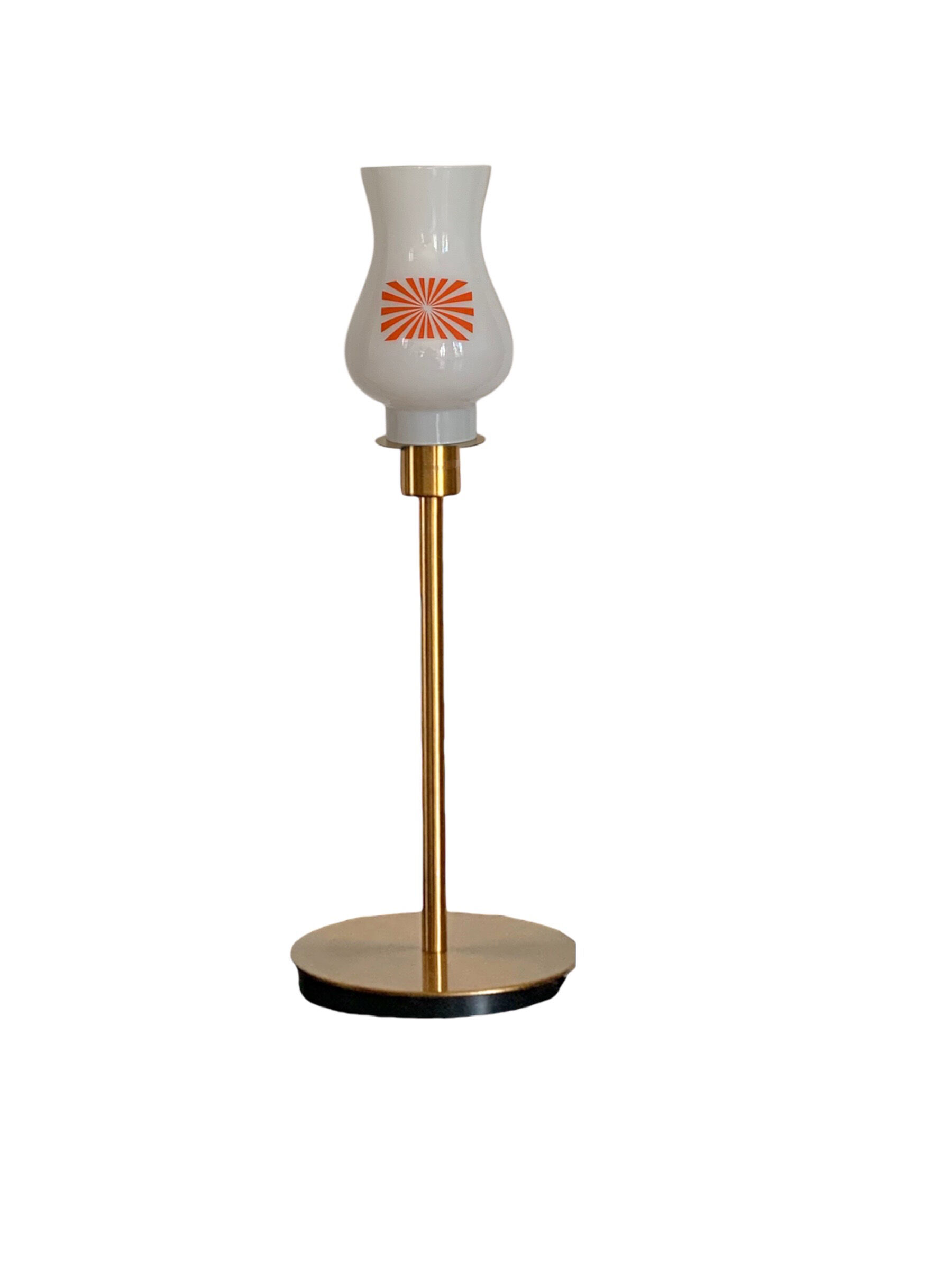 Fine tulip lamp straight opaline vintage restyled with a golden foot