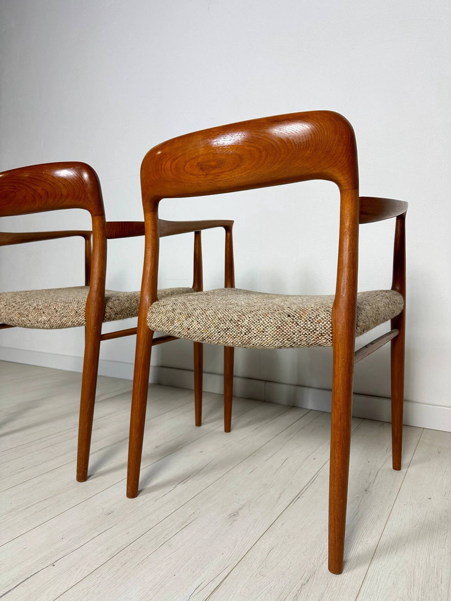 1950s Set of 2 Danish Teak Dining Chairs No. 56 by Niels O. Møller