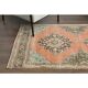 Tapis couloir vintage turc Oushak fait main en laine et coton orange des années 1970 112x402