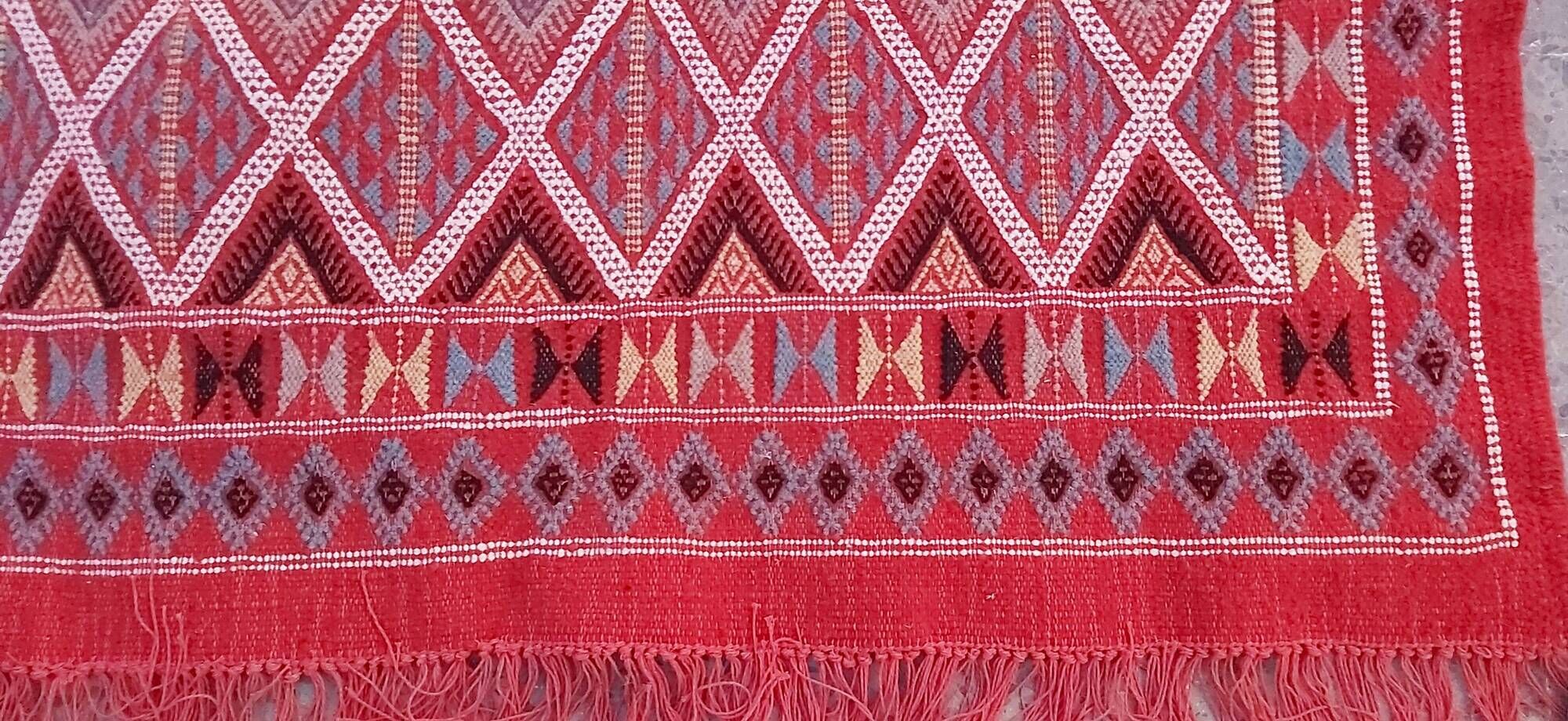 Traditional handmade red kilim rug 187-114cm