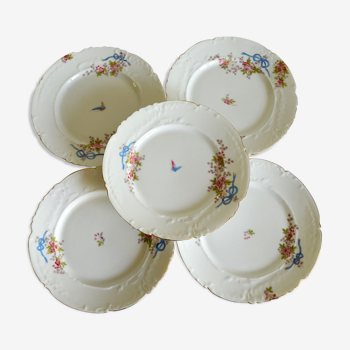 5 assiettes plates Porcelaine de Limoges