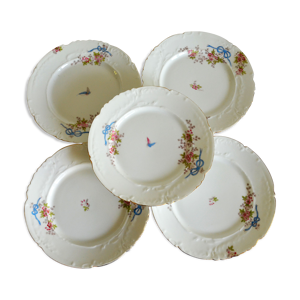 5 assiettes plates Porcelaine de