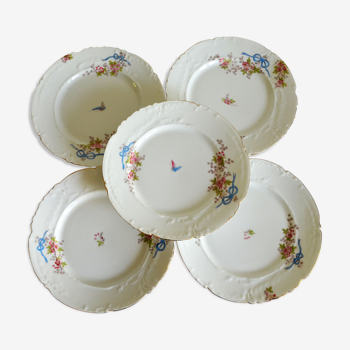 5 flat plates Limoges porcelain