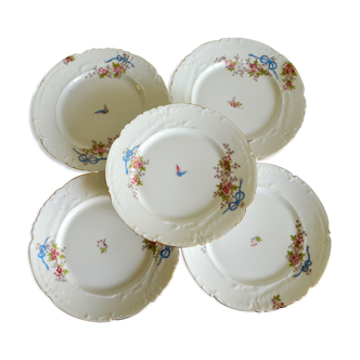 5 flat plates Limoges porcelain