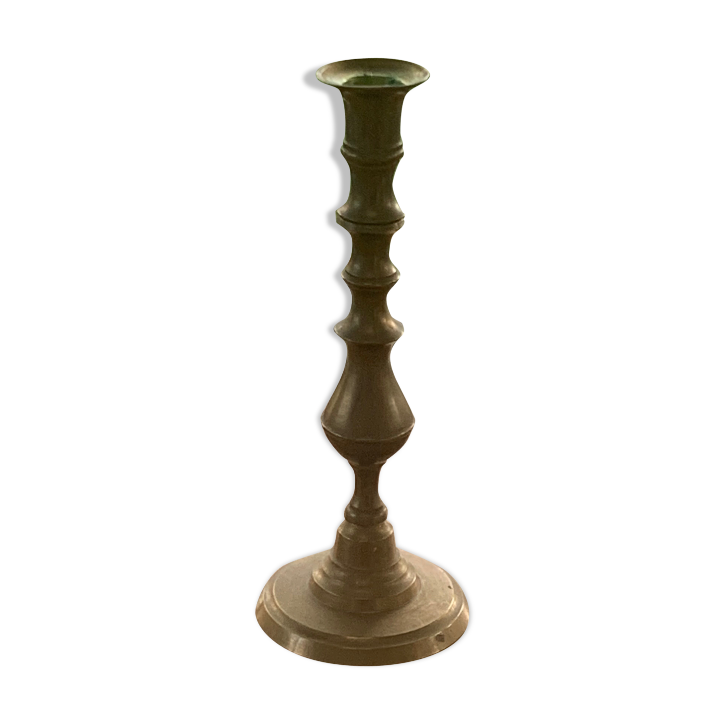 Brass candlestick, gold metal turns and chiseled original and vintage