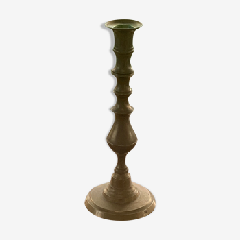 Brass candlestick, gold metal turns and chiseled original and vintage