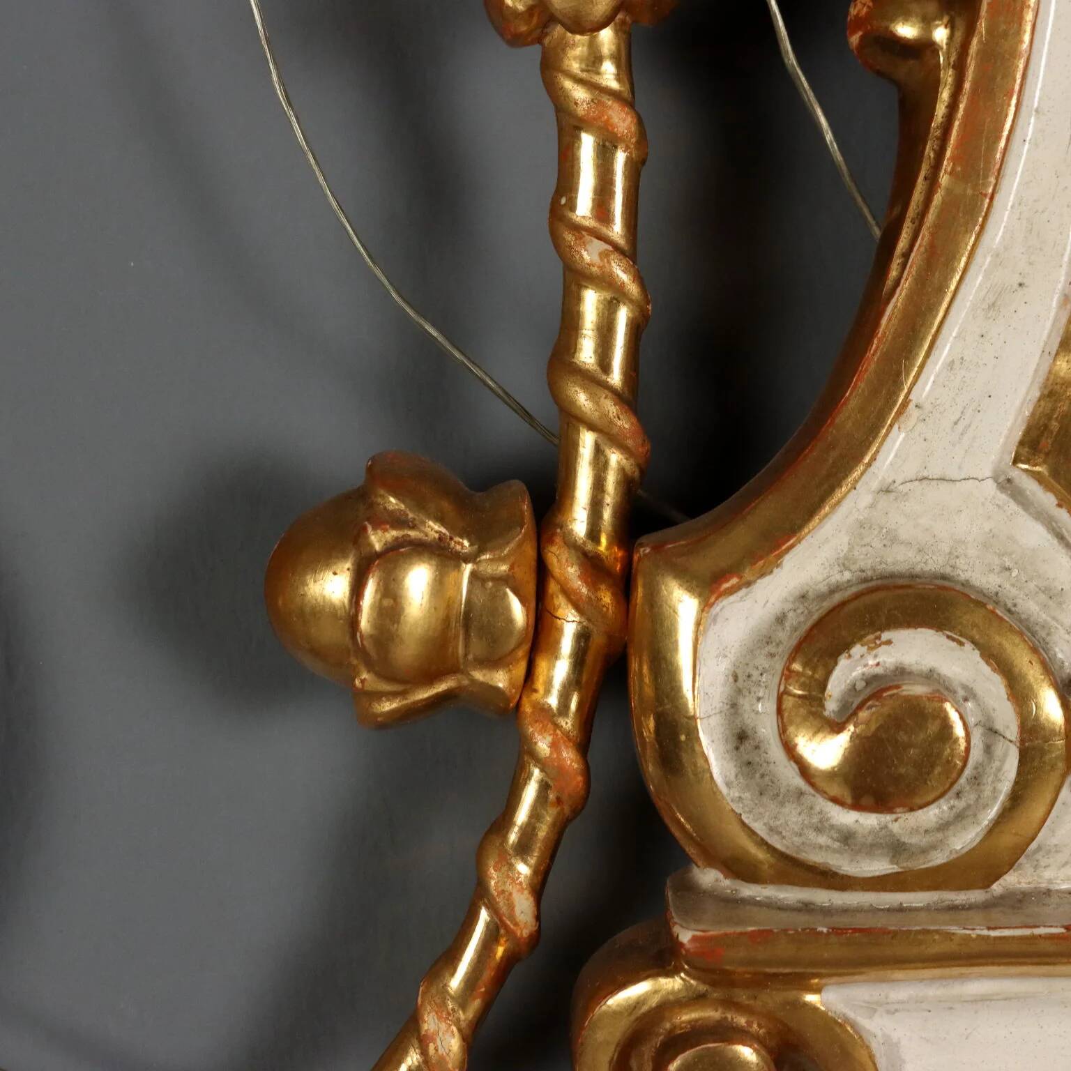 Antique wall sconces in wood and iron, Italy, mid-19th century.